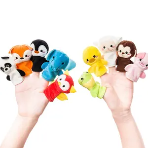 Tiny Lion Elephant Rollenspiel Finger puppe Stickerei Kinder Plüsch puppen Verschiedene Tier finger Handpuppen Set