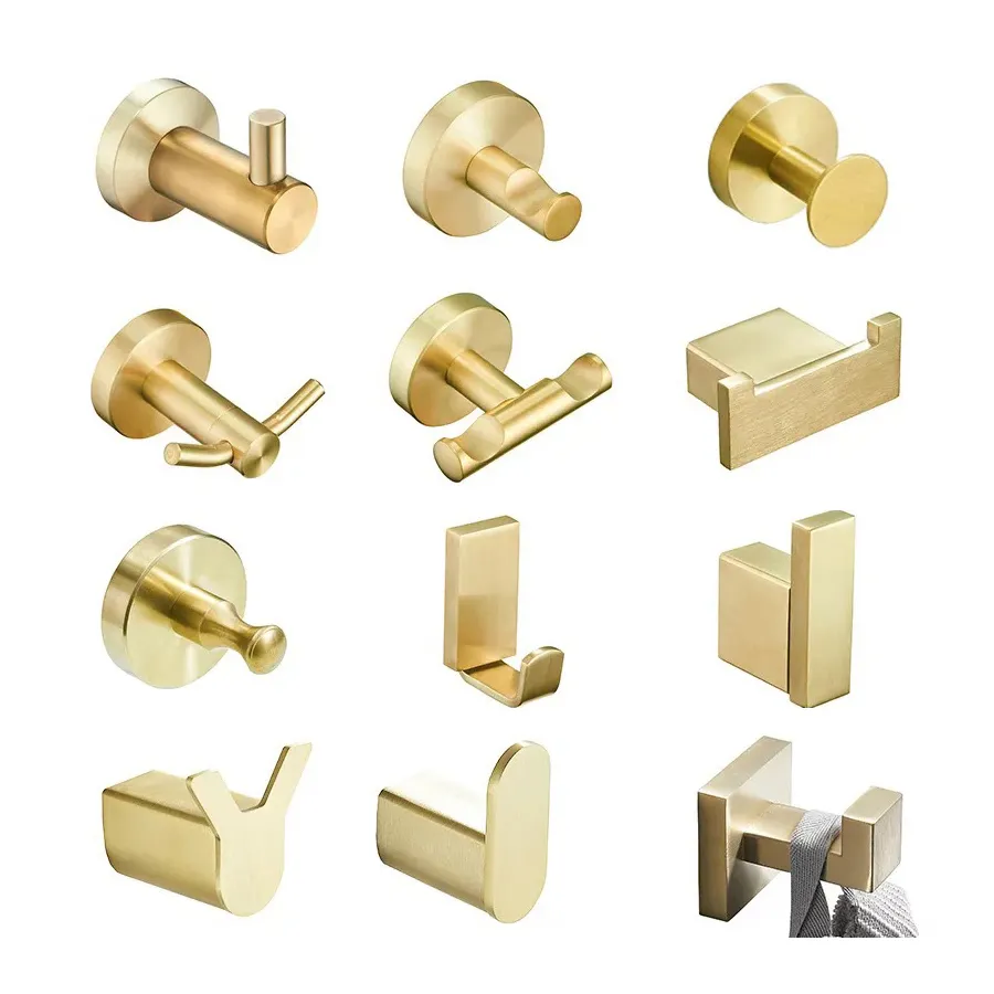 Handdoek Kapstok Matte Gold SUS304 Rvs Badkamer Kleding Kast Muur Keuken Zware Deur Hanger Haken