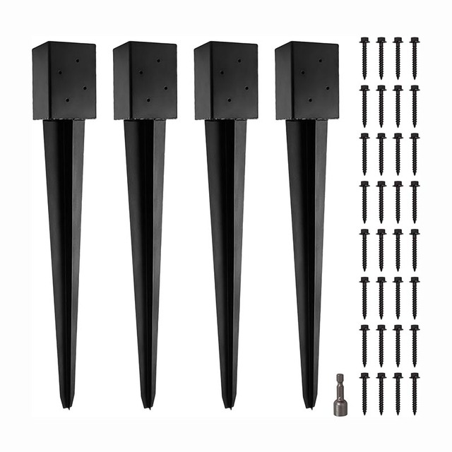 Custom Service 4x4 6x6 Heavy Duty Metal Steel Black Wood Fence Timber Post Anchors Ground Spike