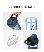 Bouteille d'eau de sport transparente de 500 ml avec boule mélangeuse, shaker à protéines personnalisé à large ouverture, vente en gros