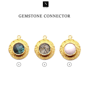 Pierre précieuse Labradorite naturelle 18x15 MM connecteur de charme de mode pendentif rond en gros - Product Image 6