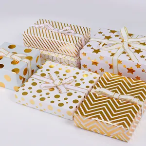 Wholesale Exquisite Gold Star Dot Stripe Gift Packaging Customized Gift Packaging Paper