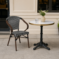 Fauteuil de bistrot français pour patio extérieur, en rotin PE, avec structure en alliage d'aluminium, chaise de salle à manger pour jardin et balcon