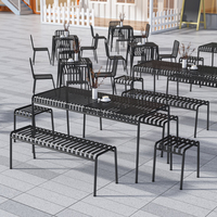 Ensemble de mobilier d'extérieur moderne en métal table carrée chaise pour villa cour jardin balcon boutique de thé au lait banc de thé de loisirs