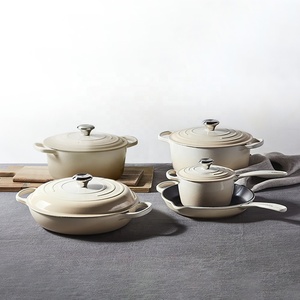 Tùy chỉnh nhà hàng nhà bếp Cookware Set không dính gang với men thân thiện với môi gốm chậu và chảo - Product Image 2