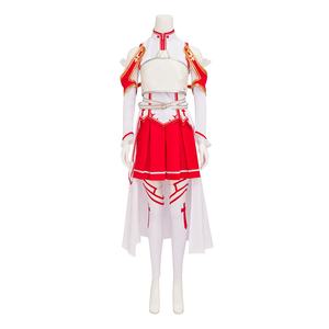 Ensemble de jupe uniforme rouge et blanche pour femme, costume de combat du personnage d'anime <span class=keywords><strong>Asuna</strong></span>, tenue de <span class=keywords><strong>cosplay</strong></span> pour Halloween - Product Image 1