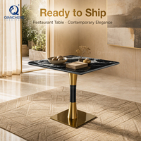 Table de salle à manger ronde de luxe QIANCHENG, fabrication moderne, plaquée or, blanche, ensemble de salle à manger intérieure, mobilier de restaurant