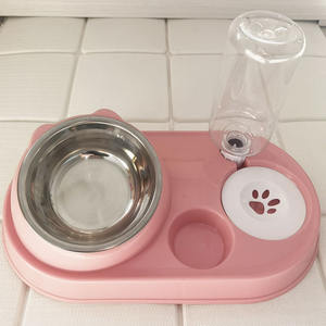 Double bol automatique en plastique écologique pour animaux de compagnie protecteur des vertèbres cervicales conception oblique mangeoire d'eau pour chiens et chats d'intérieur - Product Image 5