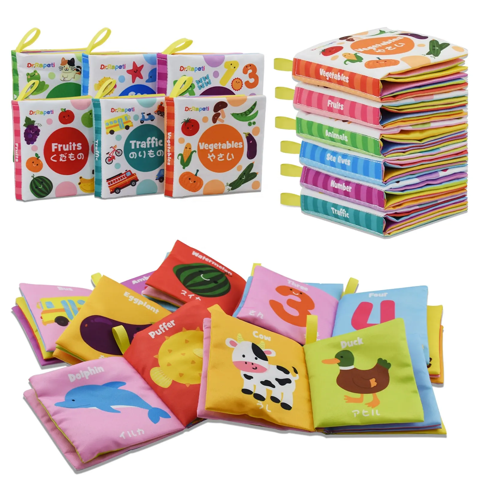 Rustle Sound Soft Cloth Reading Educational Baby Books 6 themes Colorful Soft Sensory Toys for 0+ Ages Kids