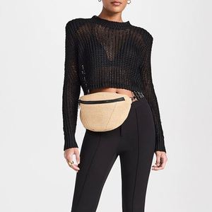 Custom Lightweight Brown Straw Raffia Women's Crossbody Sling Bag Adjustable Wide Strap Fanny Pack Zipper Pockets Travel Outdoor - Product Image 6