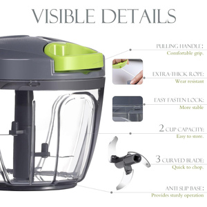 Hot Selling 2025 Multifunction Manual Plastic <b>Vegetable</b> Onion <b>Chopper</b> Kitchen Tool with Stainless Steel Blade 400ml Capacity - Product Image 2