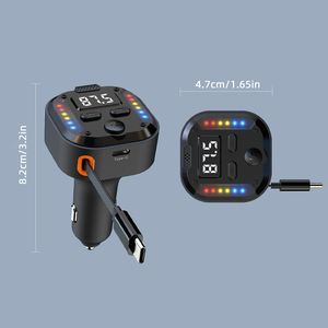 OEM có thể thu vào pd30w xe sạc điện thoại RGB LED kép Loại C Đầu ra xe điện thoại Power Adapter <span class=keywords><strong>FM</strong></span> <span class=keywords><strong>Transmitter</strong></span> OTP/opv máy tính xách tay - Product Image 2