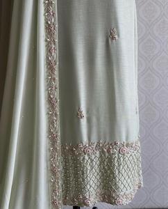 Elegant Satin <b>Silk</b> <b>Kurta</b> Pant Set with Glass Organza Dupatta Featuring Full Zardozi Dabka and Resham Embroidery Designer Ethnic - Product Image 3