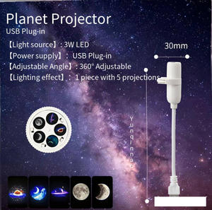Lámpara <span class=keywords><strong>Proyector</strong></span> de Cielo Estrellado USB, <span class=keywords><strong>Proyector</strong></span> de Luna, Lámpara Nocturna Giratoria con Diapositivas Planetarias para Dormitorio, Auto - Product Image 5