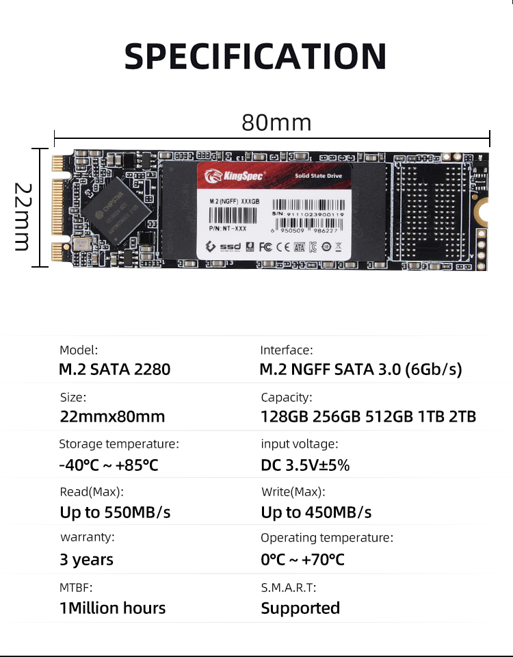 Kingspec 4TB M.2 SSD - High Capacity, Fast Performance