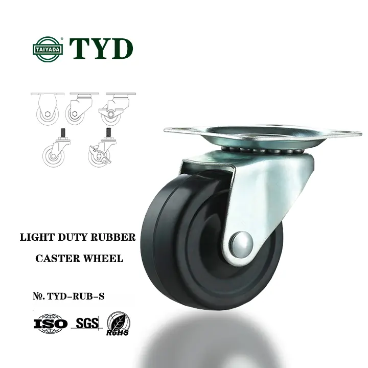 TYD 1.5IN/2IN/2.5IN/3IN Gummi möbel Lenkrad Medical Cart Wheel Black Castor