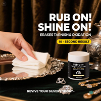 TIMESRUI Pâte à polir argentée Crème anti-ternissement Kit de chiffons de nettoyage Nettoyant pour bijoux en argent, couverts et théières