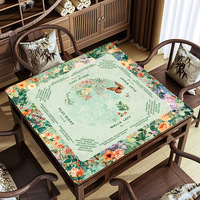 Tapis de Mahjong Américain Imprimé Floral Papillon Style Pastoral, avec Directions et Règles de Jeu, Silencieux et Antidérapant – Vente Flash