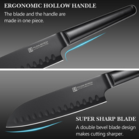 Couteau Santoku de 7 pouces, acier au carbone de haute qualité, lame antiadhésive avec manche creux, couteau de chef de cuisine
