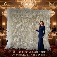 Luxe abordable 5d 8ft X 8ft mariage blanc doux Rime fleur toile de fond mur enrouler décoration de mariage mur floral