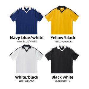 T-shirt sportiva da calcio da uomo, leggera e traspirante, con scollo a V, motivo a righe, vestibilità ampia, che assorbe l'umidità, ad asciugatura rapida, per allenamento - Product Image 1