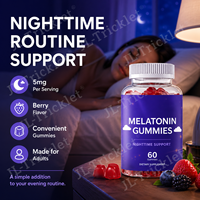 Gommes à mâcher à la mélatonine 5 mg par portion, saveur baies, 60 unités, soutien nocturne pour adultes, fabricant OEM en marque blanche
