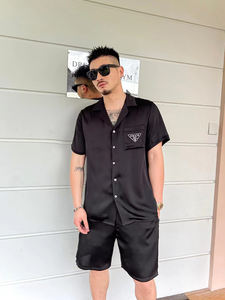 <span class=keywords><strong>Pyjama</strong></span> en soie léger et luxueux pour <span class=keywords><strong>homme</strong></span>, édition filet noir, manches courtes, shorts, vêtements de nuit pour <span class=keywords><strong>homme</strong></span> - Product Image 3