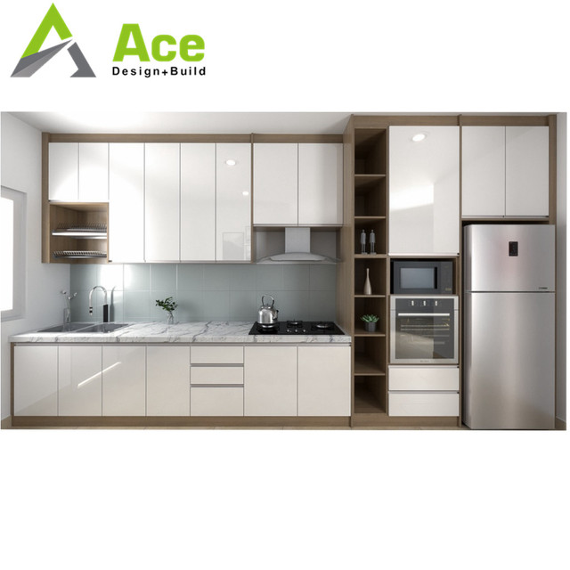 Factory Price Complete White & Blue Modular Lacquer Cocinas Modulares Complete Furniture Design Modern Kitchen Cabinet