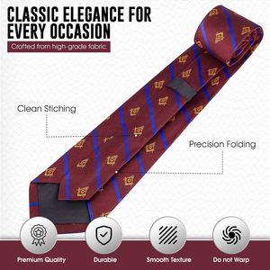Cravate en soie 100% de luxe, couleur unie, athlétique, avec impression personnalisée internationale maçonnique, logo et forme personnalisables, pour hommes, en vente - Product Image 3