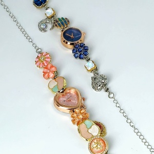 Reloj de Pulsera Acrílico con Dijes Coloridos, Estilo Retro, Tono Dorado, Cuarzo, Ecológico, para Mujer, Uso Diario, Regalo, Joyería - Product Image 2