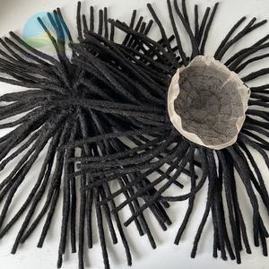 Piezas de cabello afro para <span class=keywords><strong>hombre</strong></span>, pelucas de rastas largas de densidad pesada Remy indio para <span class=keywords><strong>hombre</strong></span>, negro Natural - Product Image 5