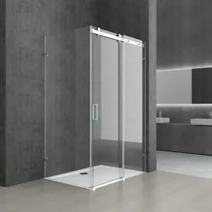 淋浴房浴室淋浴房玻璃厂家直销滑动无框淋浴房不锈钢矩形ABS现代