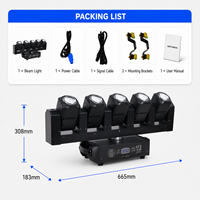 Projecteur LED à faisceau mobile 5x30W RGBW 4-en-1 à rotation infinie avec lumière dorée, contrôle DMX512 RDM, éclairage de scène pour événements DJ