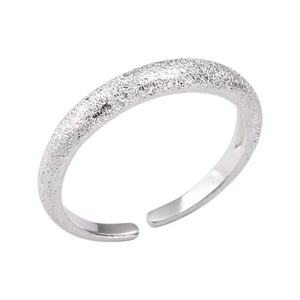 Silver White Sparkling S925 Sterling Silver Sandblast <b>Open</b> <b>Ring</b> Women Shiny Dazzling Adjustable Wholesale - Product Image 1