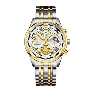 SKMEI Montre à quartz en acier inoxydable pour homme avec montres pour enfants en acier mécanique creux gravé d'affaires - Product Image 5