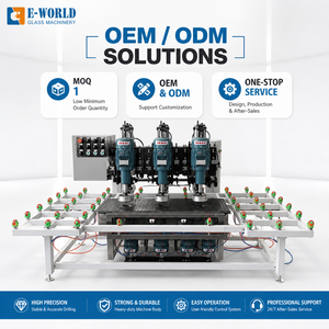 Máquina Perforadora de Vidrio y Acero Horizontal Semiautomática EWORLD de 3 Cabezas para Espesores de 3-25 mm, Alta Rigidez, Certificación CE - Product Image 1