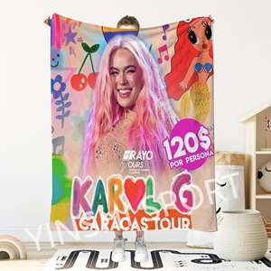 2024 nuevo <span class=keywords><strong>Karol</strong></span> <span class=keywords><strong>G</strong></span> Manana Sera Bonito Shakra manta impresa personalizada Super suave polar franela viaje hogar mantas - Product Image 4