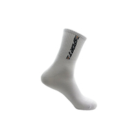 Chaussettes de sport mi-mollet pour homme, en polyester/coton tricoté épais, motif lettres, couleur blanche, qualité luxe, confortables, pour toutes les saisons