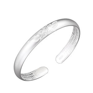 Lucky Healthy Sliver 999 lujo budista <span class=keywords><strong>loto</strong></span> tallado <span class=keywords><strong>Sutra</strong></span> diseño abierto Ajustable pulsera brazalete joyería para mujer regalo - Product Image 1
