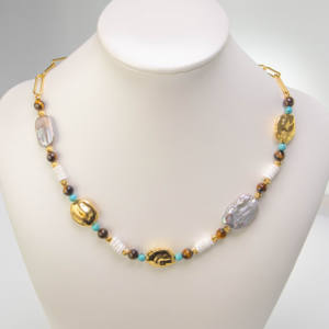 Nouveauté Bijoux de Mode Collier Ras du Cou Bohème Unisexe en Perles de Riz, Perles en Argent, Acrylique, Céramique et Verre - Product Image 2