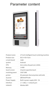 Kiosco de Autoservicio con Pantalla Táctil de 27 Pulgadas para Montaje en Pared, con Máquina de Pago para Restaurantes <span class=keywords><strong>y</strong></span> Comida Rápida - Product Image 6