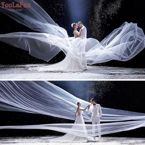 طرحة من YouLaPan V84 بسعر الجملة من المصنع حجاب عالي الجودة باللونين الأسود والأبيض والأحمر يمكن تخصيصه حسب الطلب على شكل وحجاب من التول للحفلات وحفلات الزفاف - Product Image 3