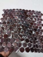 Mosaïque ronde en marbre rouge Rosso Levanto, carrelage en pierre naturelle, design moderne pour la cuisine, la salle de bain, les sols