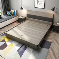 Boîte de rangement de meubles de maison lit en bois avec gazlift mdf lit double double