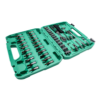 Jeu d'outils à cliquet industriel/bricolage Bayley 46 pièces, 72 dents, entraînement 1/4 pouce, douilles multi-tailles en acier à haute teneur en carbone, poignée antidérapante, coffret rigide