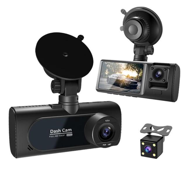HD 1080p 2-inch Dashcam Car Camera 3-channel Viofos Front and Rear Mirrors Car Camera Night Vision Dashcam