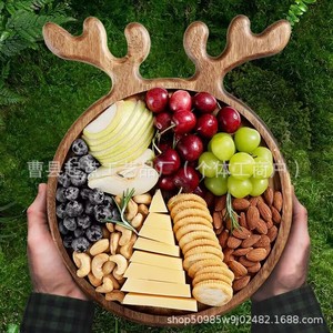 Bandeja de madera con forma de asta de reno navideña, hecha a mano, para frutas y delicatessen, plato de servicio para fiestas, carga estática de 1.ª planta - Product Image 1