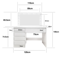 Table de bureau de courtoisie de maquillage avec rangement et tiroir grand miroir de courtoisie bureau avec 3 modes d'éclairage pour filles femmes maquillage chambre