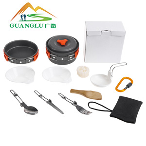 Ensemble de cuisine de camping portable Guanglu, marmite de cuisson extérieure antiadhésive 1-2L avec couvercle, couleur orange - Product Image 5