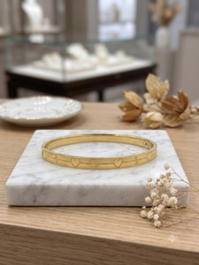 DIVYORO Romantic Gold Kada Featuring EKG Heartbeat Pattern Modern Designer <b>Bracelet</b> <b>for</b> Women and <b>Couples</b> Ethnic Fusion Jewelry - Product Image 3